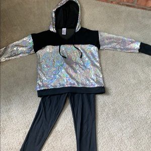 silver and black hip hop dance costume